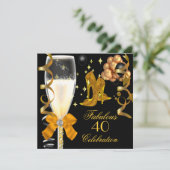 Invitation 40 & Fabulous Gold Black Chaussures d'anniversaire (Debout devant)