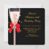Invitation 40 & Fabulous Red Black Gold fête d'anniversaire (Dos)