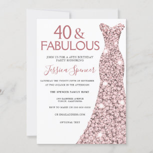 Invitation 40 & Fabulous Rose Gold robe 40e fête d'anniversai
