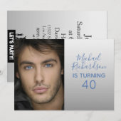 Invitation 40 photos personnalisées fête d'anniversaire (Devant / Derrière)