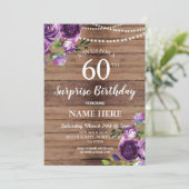 Invitation 40e 50e 60 Surprise Anniversaire fête Purple Wood (Debout devant)