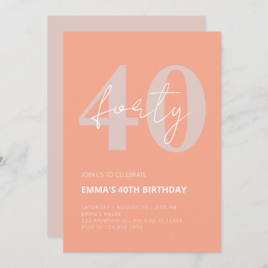 Invitation 40e anniversaire (Devant / Derrière)