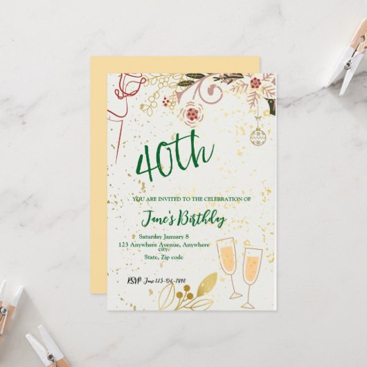 Invitation 40e anniversaire (Devant/Arrière en situation)