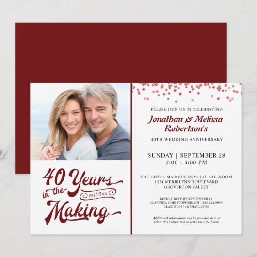 Invitation 40e anniversaire 40 ANS DE CRÉATION Rubis (Devant / Derrière)