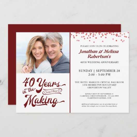 Invitation 40e anniversaire 40 ANS DE CRÉATION Ruby (Devant / Derrière)