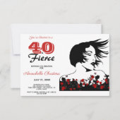 Invitation 40e anniversaire 40 & FIERCE Moderne Noir/Blanc/Ro (Devant)