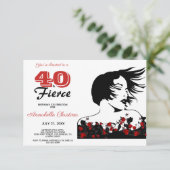 Invitation 40e anniversaire 40 & FIERCE Moderne Noir/Blanc/Ro (Debout devant)