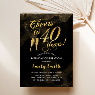 Invitation 40e anniversaire - À 40 ans or noir