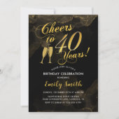 Invitation 40e anniversaire - À 40 ans or noir (Devant)