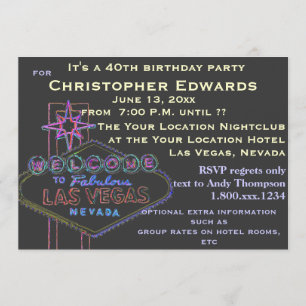 Invitation 40e anniversaire à Las Vegas pour les hommes