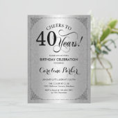 Invitation 40e anniversaire - Argent Damask (Debout devant)