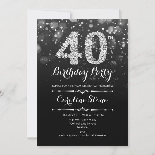 Invitation 40e anniversaire - Argent noir (Devant)