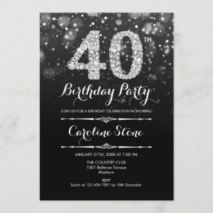 Invitation 40e anniversaire - Argent noir