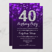 Invitation 40e anniversaire - Argent violet (Devant / Derrière)