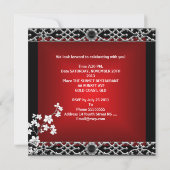 Invitation 40e anniversaire Asiatique Rouge Noir Floral Argen (Dos)