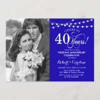 40e anniversaire avec photo - Bleu saphir