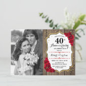Invitation 40e anniversaire avec photo - Bois Rouge Rubis (Debout devant)