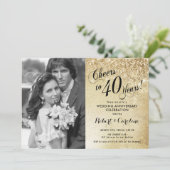 Invitation 40e anniversaire avec photo - Or (Debout devant)