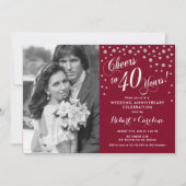 Invitation 40e anniversaire avec photo - Silver Ruby Red (Devant)