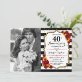 Invitation 40e anniversaire avec photo - Tournesols Roses (Debout devant)