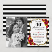 Invitation 40e anniversaire avec photo - Tournesols Roses (Devant / Derrière)