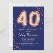 Invitation 40e anniversaire - Ballons d'or Rose Marine (Devant)
