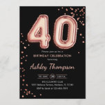 Invitation 40e anniversaire - Ballons d'or Rose Noir<br><div class="desc">40e anniversaire invitation de fête. Design élégant en fausse parties scintillant rose or et noir. La carte Invitation comporte le numéro d'or rose 40 ballons et la police de script. Parfait pour une célébration anniversaire élégante. Message-moi si vous avez besoin d'âge personnalisé.</div>