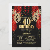 Invitation 40e anniversaire - Ballons rouges (Devant)