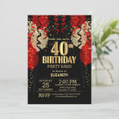 Invitation 40e anniversaire - Ballons rouges (Debout devant)