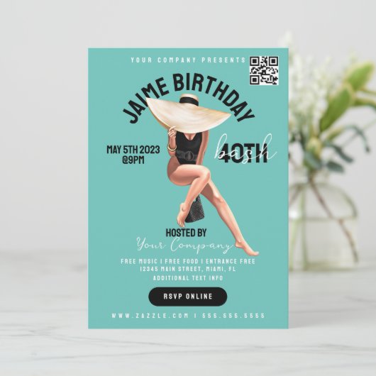 Invitation 40e anniversaire Bash Event Club Style Flyers B (Debout devant)
