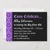 Invitation 40e anniversaire - Big 4 Oh Purple Flowers G207 (Dos)