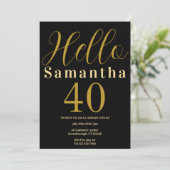 Invitation 40e anniversaire Black Gold Elegant Party (Debout devant)