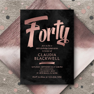 Invitation 40e anniversaire Black Rose Gold