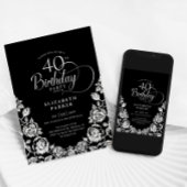 Invitation 40e anniversaire Black Silver Roses