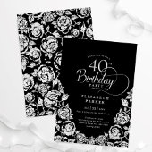 Invitation 40e anniversaire Black Silver Roses