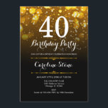 Invitation 40e anniversaire - Black White Gold<br><div class="desc">Invitation du 40e anniversaire. AGE Elégant design noir blanc avec fausse parties scintillant lumières bokeh or. Anniversaire adulte. Comprend des diamants et des caractères de script. Hommes ou femmes anniversaire invitation. Parfait pour une fête d'anniversaire élégante. Message-moi si vous avez besoin d'une personnalisation plus poussée.</div>