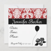 Invitation 40e anniversaire Black & White & RED Damask IVI (Dos)