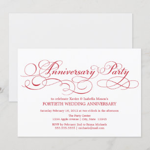 Invitation 40e anniversaire Blanc/Rouge