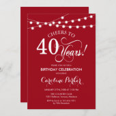Invitation 40e anniversaire - Blanc rouge (Devant / Derrière)