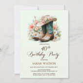 Invitation 40e anniversaire Bottes de fille et fête d'anniver (Devant)