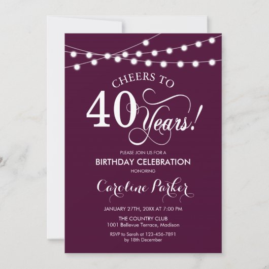 Invitation 40e anniversaire - Bourgogne Blanc (Devant)