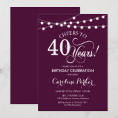 Invitation 40e anniversaire - Bourgogne Blanc (Devant / Derrière)