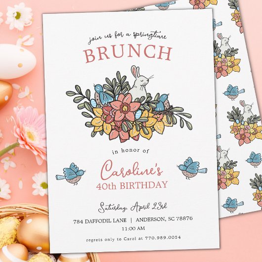 Invitation 40e anniversaire Brunch Printemps
