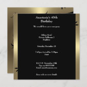 Invitation 40e anniversaire café de bronze noir floral spiral (Devant / Derrière)