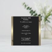 Invitation 40e anniversaire café de bronze noir floral spiral (Debout devant)