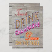 Invitation 40e anniversaire Champagne - planche à grange (Devant / Derrière)