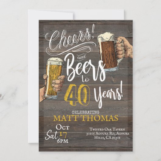 Invitation 40e anniversaire, Cheers and Beers (Devant)
