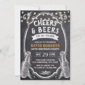 Invitation 40e anniversaire Cheers & Beers Rustic Chalkboard (Devant)