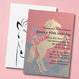 Invitation 40e anniversaire Cheval japonais et occidental