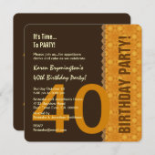 Invitation 40e anniversaire Chocolat et or avec dentelle V04B (Devant / Derrière)